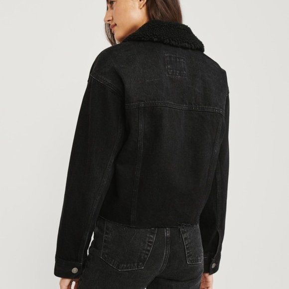 Abercrombie Sherpa Collar Oversized Trucker Jacket XXS NWT - Picture 3 of 6